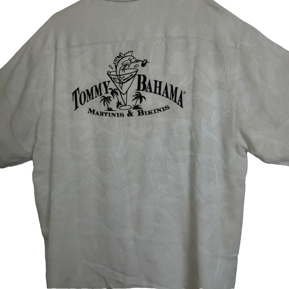 Tommy Bahama Silk Shirt Men's L Embroidered Button Up Hawaiian Martinis Bikinis - Picture 8 of 16